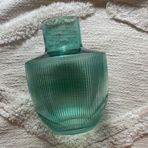 Ribbed Color Glass Vase in Teal